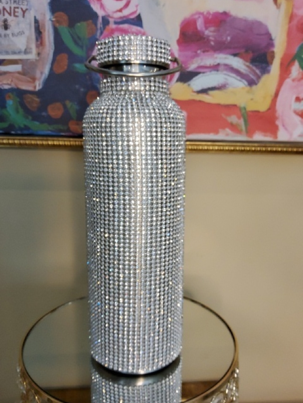 Crystal Rhinestone Water Bottle - Silver Bling